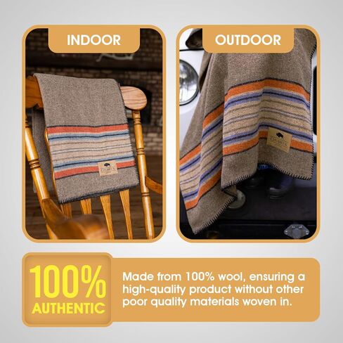 Chubbuck 100% Wool Blanket Camping (60" x 84") - Soft Wool Blanket for Winter - Large Wool Blanket for Camping - Pure Wool Blankets for Cold Weather - Wool Fire Retardant Blanket - Forest in Saudi Arabia