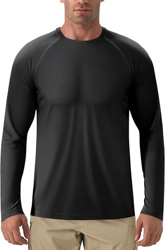 KINSWT Men's UPF 50+ Rash Guard Long Sleeve Sun Protection UV SPF Shirts Quick Dry Lightweight Fishing Swim T-Shirts in Kuwait