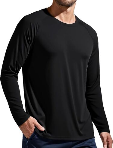 KINSWT Men's UPF 50+ Rash Guard Long Sleeve Sun Protection UV SPF Shirts Quick Dry Lightweight Fishing Swim T-Shirts in Kuwait