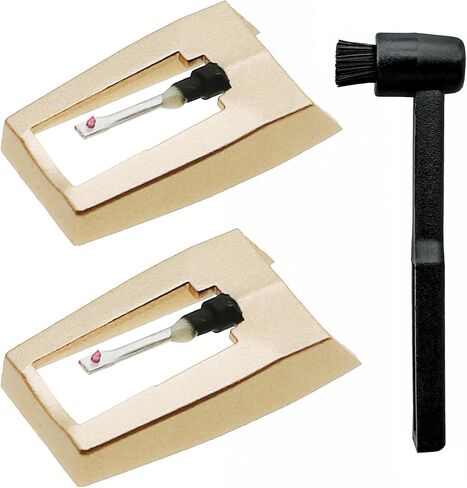 2pcs Turntable Record Player Needles with Stylus Cleaning Brush, Record Replacement Stylus for Crosley, Victrola, 1byone, Jenson, Boytone, And More Vinyl Turntables in Saudi Arabia