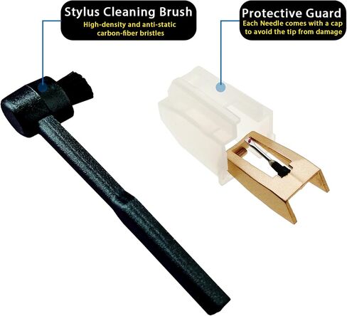 2pcs Turntable Record Player Needles with Stylus Cleaning Brush, Record Replacement Stylus for Crosley, Victrola, 1byone, Jenson, Boytone, And More Vinyl Turntables in Saudi Arabia