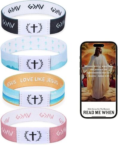 Daily Bible Verse Bracelets,Wearable Bible Verse Bracelet with NFC Music,Waterproof Smart Bracelets,Daily Obtain Via Smartphone,Christian Gifts for Men Women Teens in Kuwait