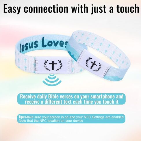 Daily Bible Verse Bracelets,Wearable Bible Verse Bracelet with NFC Music,Waterproof Smart Bracelets,Daily Obtain Via Smartphone,Christian Gifts for Men Women Teens in Kuwait