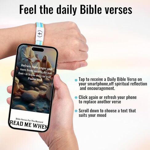 Daily Bible Verse Bracelets,Wearable Bible Verse Bracelet with NFC Music,Waterproof Smart Bracelets,Daily Obtain Via Smartphone,Christian Gifts for Men Women Teens in Kuwait