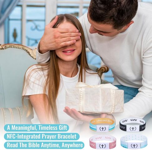 Daily Bible Verse Bracelets,Wearable Bible Verse Bracelet with NFC Music,Waterproof Smart Bracelets,Daily Obtain Via Smartphone,Christian Gifts for Men Women Teens in Kuwait