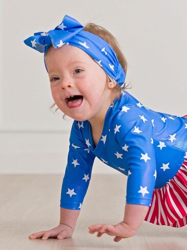 RuffleButts Girls UPF50+ Shimmer Swim Bow Headband in Saudi Arabia