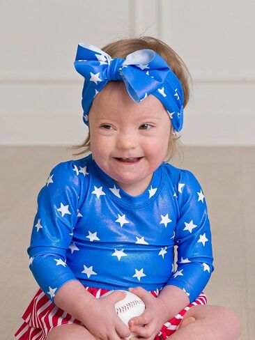 RuffleButts Girls UPF50+ Shimmer Swim Bow Headband in Saudi Arabia