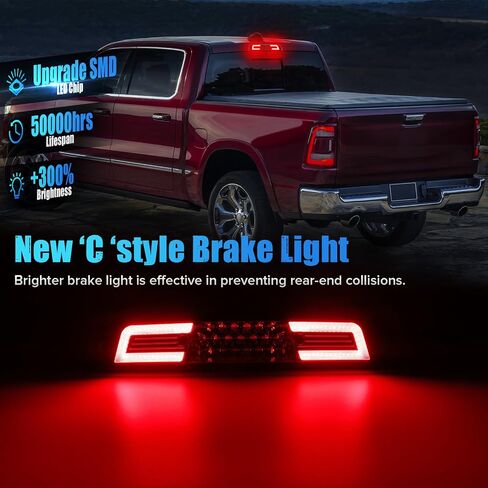LED Smoke 3rd Brake Light Compatible with 2019-2024 Ram1500 Third Brake Cargo Light sassembly (NOT fit for classic and Camera in Kuwait