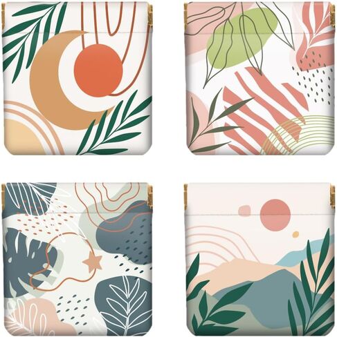 PecoBlue 4pcs Leather Squeeze Coin Pres for Women - Cut Cat and Plant مقاومة للماء ودائم محفظة Mini Money ، أفضل هدية لحفيدة ابنة فتاة in Kuwait
