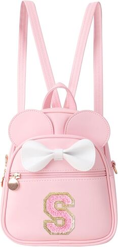 Initial Bowknot Mini Backpacks Birthday Gift For Girls 2-10 Year Old, Cute Little Girl Purse Mouse Ear Crossbody Bag,Small Toddler Daypacks Wallet ,Personalized Trendy Stuff Gift for Kids Teen(Pink,S) in Saudi Arabia