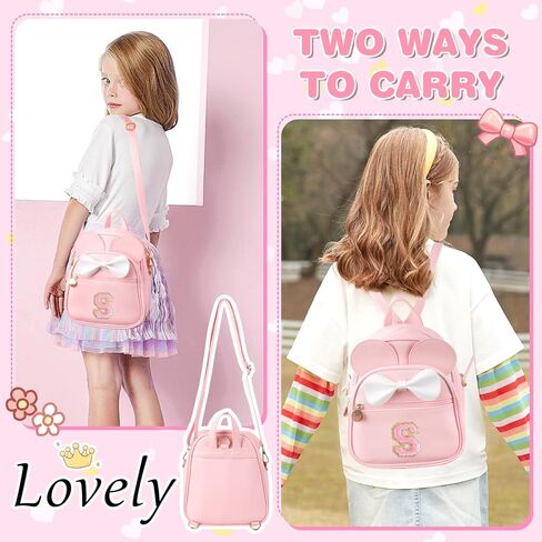 Initial Bowknot Mini Backpacks Birthday Gift For Girls 2-10 Year Old, Cute Little Girl Purse Mouse Ear Crossbody Bag,Small Toddler Daypacks Wallet ,Personalized Trendy Stuff Gift for Kids Teen(Pink,S) in Saudi Arabia
