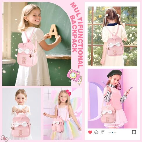 Initial Bowknot Mini Backpacks Birthday Gift For Girls 2-10 Year Old, Cute Little Girl Purse Mouse Ear Crossbody Bag,Small Toddler Daypacks Wallet ,Personalized Trendy Stuff Gift for Kids Teen(Pink,S) in Saudi Arabia