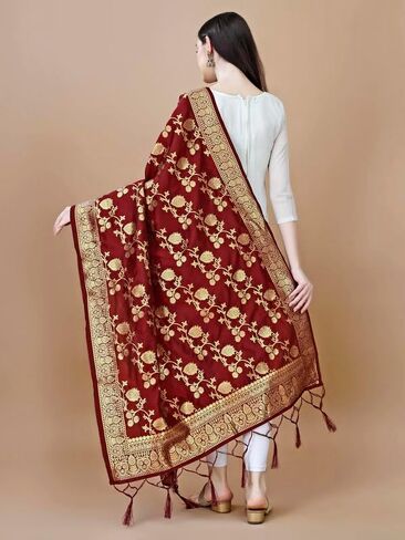 DEVANGI Women's Woven Banarasi Silk Dupatta/Chunni in Saudi Arabia