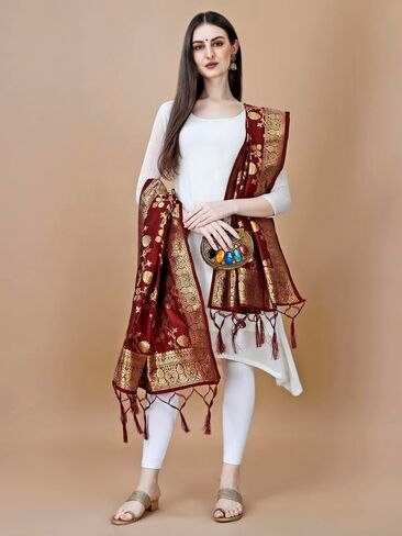 DEVANGI Women's Woven Banarasi Silk Dupatta/Chunni in Saudi Arabia