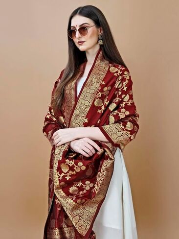 DEVANGI Women's Woven Banarasi Silk Dupatta/Chunni in Saudi Arabia
