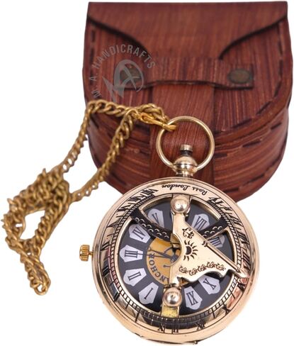 Nautical Antique Brass Working Pocket Watch with Leather Case Vintage Analog Push Button Pocket Watch Gift for New Year, Christmas in Saudi Arabia