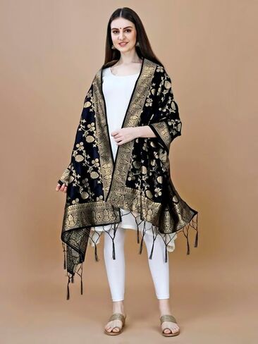 DEVANGI Women's Woven Banarasi Silk Dupatta/Chunni in Saudi Arabia