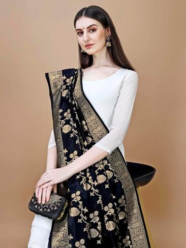 DEVANGI Women's Woven Banarasi Silk Dupatta/Chunni in Saudi Arabia