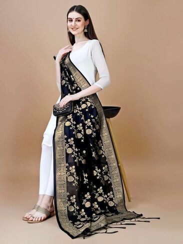 DEVANGI Women's Woven Banarasi Silk Dupatta/Chunni in Saudi Arabia