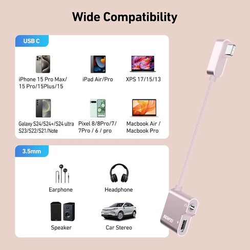 BENFEI USB C to Audio Jack Adapter with 60W Fast Charging, USB-C to 3.5mm Female Headphone Compatible with iPhone 15 Pro Max/15 Pro/15, Samsung Galaxy S24/S23/S22/S21 Ultra, iPad Pro, Pixel 8 Grey in Kuwait
