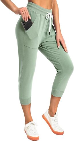 SPECIALMAGIC Women's Sweatpants Capri Pants Cropped Jogger Running Pants Lounge Loose Fit Drawstring Waist with Side Pockets in Saudi Arabia