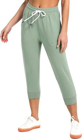 SPECIALMAGIC Women's Sweatpants Capri Pants Cropped Jogger Running Pants Lounge Loose Fit Drawstring Waist with Side Pockets in Saudi Arabia
