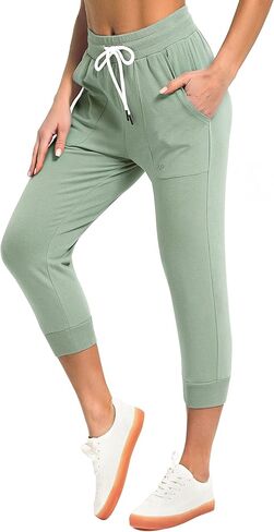 SPECIALMAGIC Women's Sweatpants Capri Pants Cropped Jogger Running Pants Lounge Loose Fit Drawstring Waist with Side Pockets in Saudi Arabia