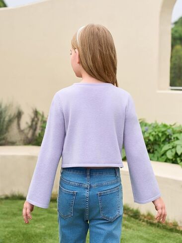 فتيات هالومونينغ اقتصاص كارديجان سترة الأطفال لطيف القوس الأكمام طويلة الأكمام سترات محبوكة قمم 5-14 سنة in Kuwait