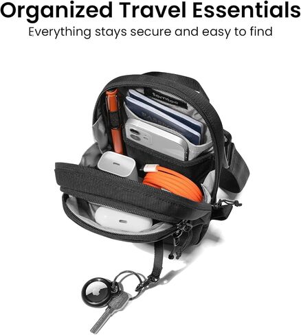 tomtoc Aviator-T37 Travel Crossbody Sling Bag with RFID Blocking, Holds 4-6 Passports with Anti-theft Lockable Zippers, Multiple Pockets for Cards & Documents – Organizer for Daily Use in Saudi Arabia