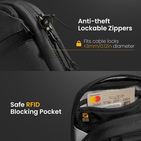 tomtoc Aviator-T37 Travel Crossbody Sling Bag with RFID Blocking, Holds 4-6 Passports with Anti-theft Lockable Zippers, Multiple Pockets for Cards & Documents – Organizer for Daily Use in Saudi Arabia