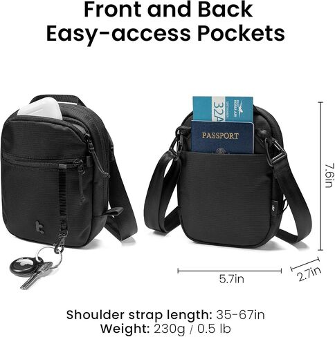 tomtoc Aviator-T37 Travel Crossbody Sling Bag with RFID Blocking, Holds 4-6 Passports with Anti-theft Lockable Zippers, Multiple Pockets for Cards & Documents – Organizer for Daily Use in Saudi Arabia