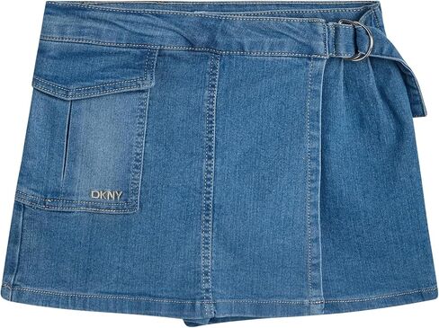 DKNY Girls Denim Skorts - High Waisted Girls Denim Skirt with Shorts Underneath Mini Kids Jean Skirt with Pockets (7-16) in Saudi Arabia