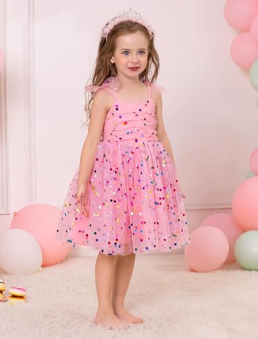 1st Birthday Outfit for Baby Girls, Infant Toddler Sleeveless Daisy Princess Tulle Tutu Dress First Birthday Cake Smash Photoshoot Baby Shower Summer Sundress Baby Pink 5-6 T in Saudi Arabia