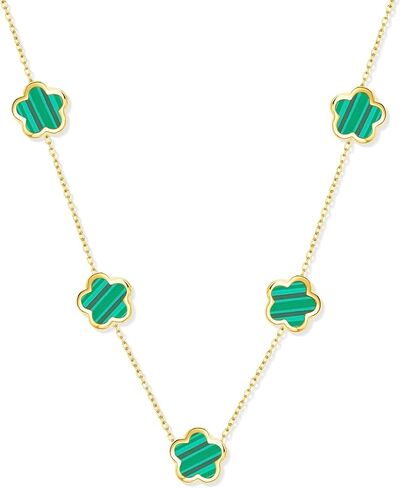 5 Leaf Clover Choker Necklace for Women 18K Gold Plated Stainless Steel Black Lucky Five Leaf Dangle Chain Jewelry Gift for Mother and Daughter in Kuwait