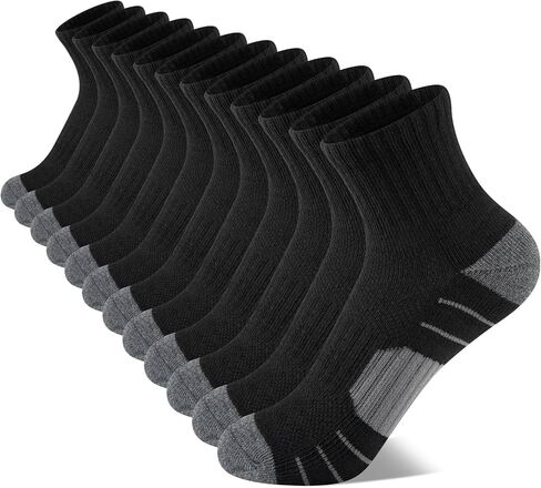 Comfoex 12 Bairs Boys Socks Kids Cushioned Sport Quarter Quarter Mostic For Little Big Kids 6-8 8-10 Years in Kuwait