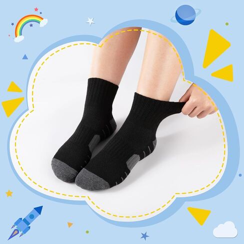 Comfoex 12 Bairs Boys Socks Kids Cushioned Sport Quarter Quarter Mostic For Little Big Kids 6-8 8-10 Years in Kuwait