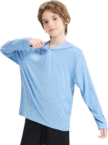 3 Pack Kids Quick-Dry Long Sleeve Hoodie Sweatshirts Boys Athletic Pullover Shirts for Everyday Wear and Sports in Kuwait