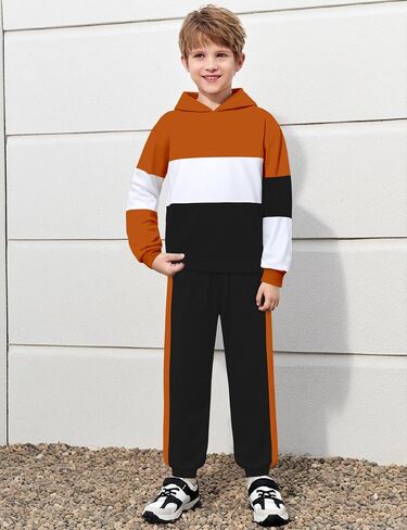 Crazyme Boys Clothes Long Sleeve Hoodie Sweatshirts and Sweatpants Set 2 Piece Fall Winter Boys Hoodies Size 6-14 in Saudi Arabia