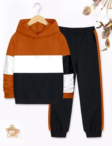 Crazyme Boys Clothes Long Sleeve Hoodie Sweatshirts and Sweatpants Set 2 Piece Fall Winter Boys Hoodies Size 6-14 in Saudi Arabia