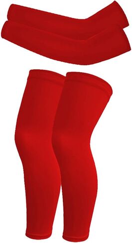 Hotfiary 2 Pairs Kids Youth Compression Arm Sleeves and Leg Sleeves Set Non Slip for Basketball Football UV Sun Protection in Kuwait