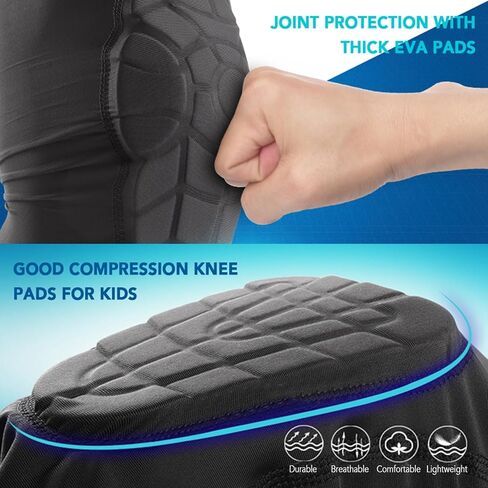 CHICIRIS Kids Anti Slip Leg Sleeves with Protective Knee Pads, Breathable, High Impact Activities, for Various sport, Basketball, Volleyball, Skating (YL in Saudi Arabia