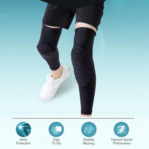 CHICIRIS Kids Anti Slip Leg Sleeves with Protective Knee Pads, Breathable, High Impact Activities, for Various sport, Basketball, Volleyball, Skating (YL in Saudi Arabia