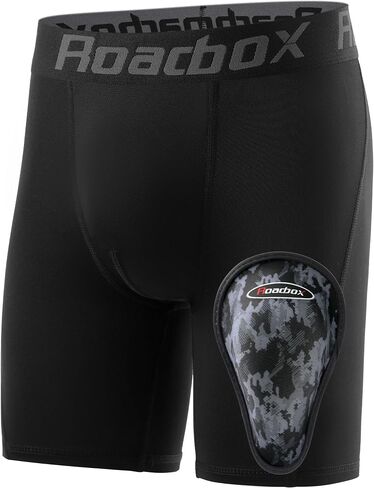 Roadbox Youth Boys Compression Shorts, Kids Spandex Underwear with Protective Cup, Athletic Base Layers for Baseball Football in Saudi Arabia
