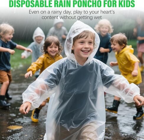 4/6 Pack Disposable Rain Poncho for Kids/Adults - Emergency Rain Poncho with Hood, Ponchos Family Pack for Outdoor in Saudi Arabia