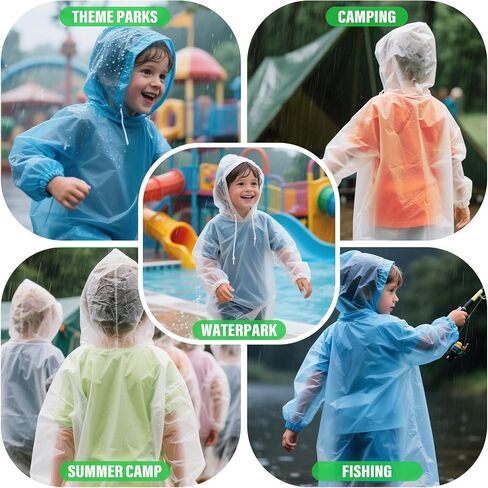 4/6 Pack Disposable Rain Poncho for Kids/Adults - Emergency Rain Poncho with Hood, Ponchos Family Pack for Outdoor in Saudi Arabia