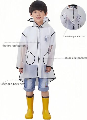 Kids Raincoat EVA Rain Poncho,Portable Hooded Poncho Jacket Rain Coat for Boys Girls Children in Saudi Arabia