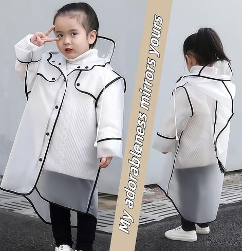 Kids Raincoat EVA Rain Poncho,Portable Hooded Poncho Jacket Rain Coat for Boys Girls Children in Saudi Arabia