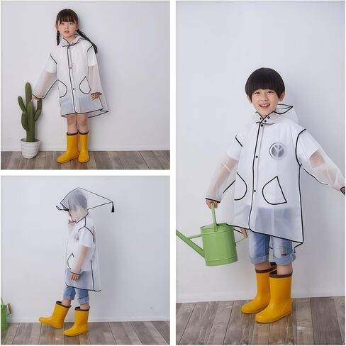 Kids Raincoat EVA Rain Poncho,Portable Hooded Poncho Jacket Rain Coat for Boys Girls Children in Saudi Arabia