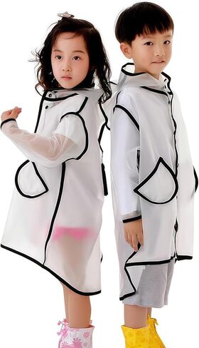 Kids Raincoat EVA Rain Poncho,Portable Hooded Poncho Jacket Rain Coat for Boys Girls Children in Saudi Arabia