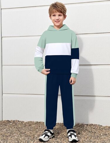 Crazyme Boys Clothes Long Sleeve Hoodie Sweatshirts and Sweatpants Set 2 Piece Fall Winter Boys Hoodies Size 6-14 in Saudi Arabia